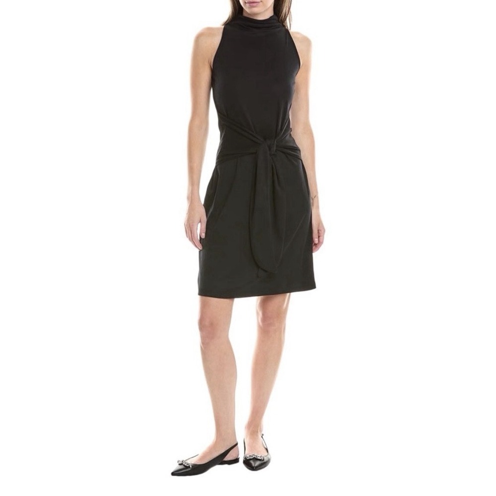 VINCE Knot Pima Cotton Black Sheath‎ Dress Tie Waist Size M, NEW NWOT, MSRP $225